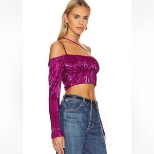 NWOT Revolve x House of Harlow Sydelle Fuschia Pink Metallic Top Medium